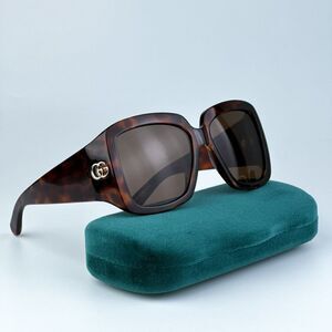 NEW Gucci GG1402S 002 Blonde Havana Dark Brown Women Square Sunglasses